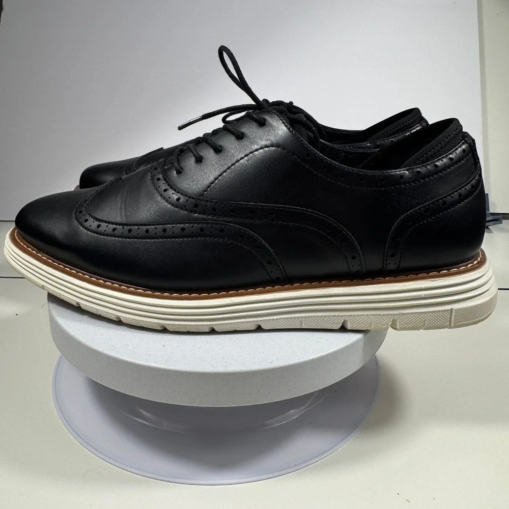 Cusolemore Men Oxford‎ Dress Shoes Black Leather Wingtip Size 13